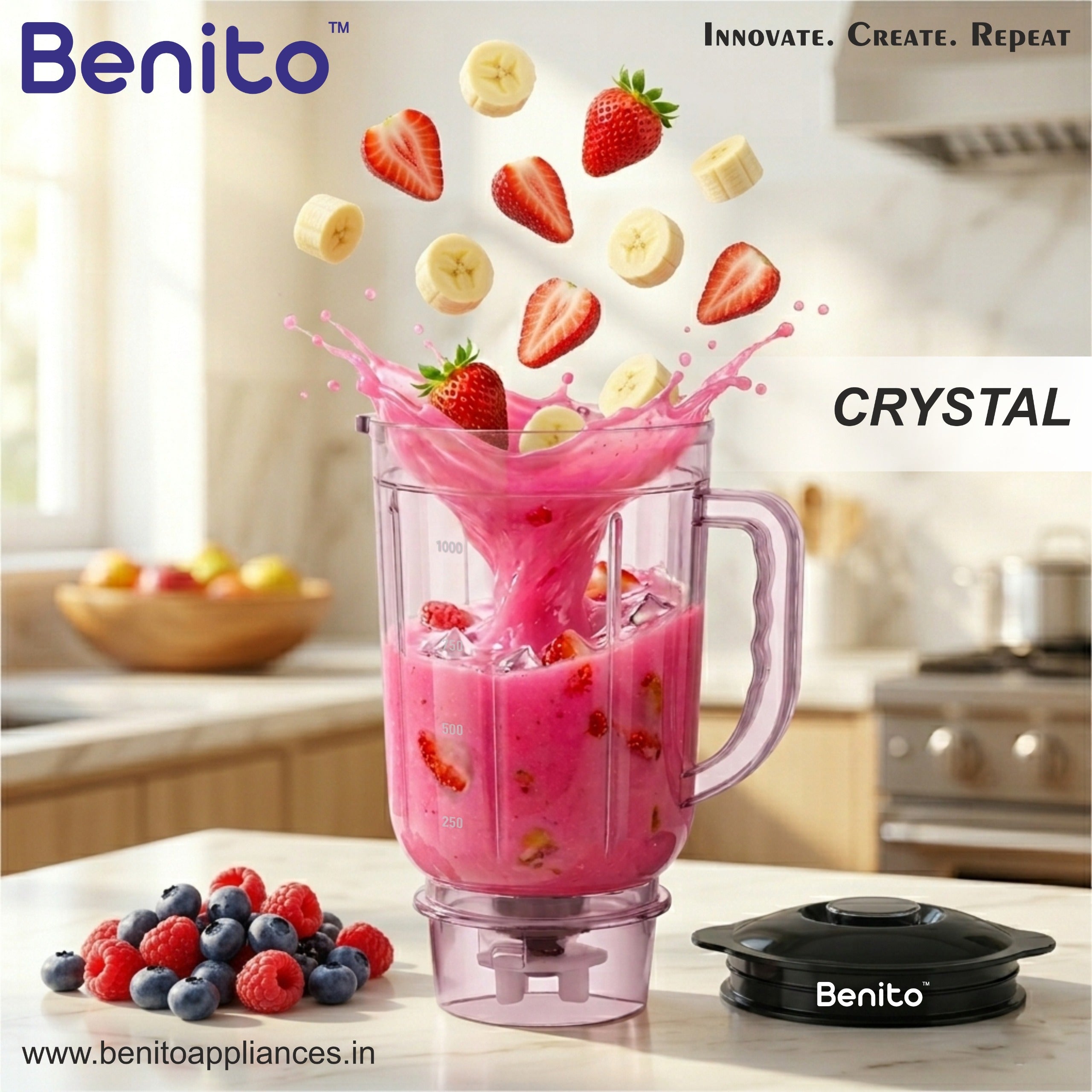 Crystal 1L Polycarbonate Juicer Jar.