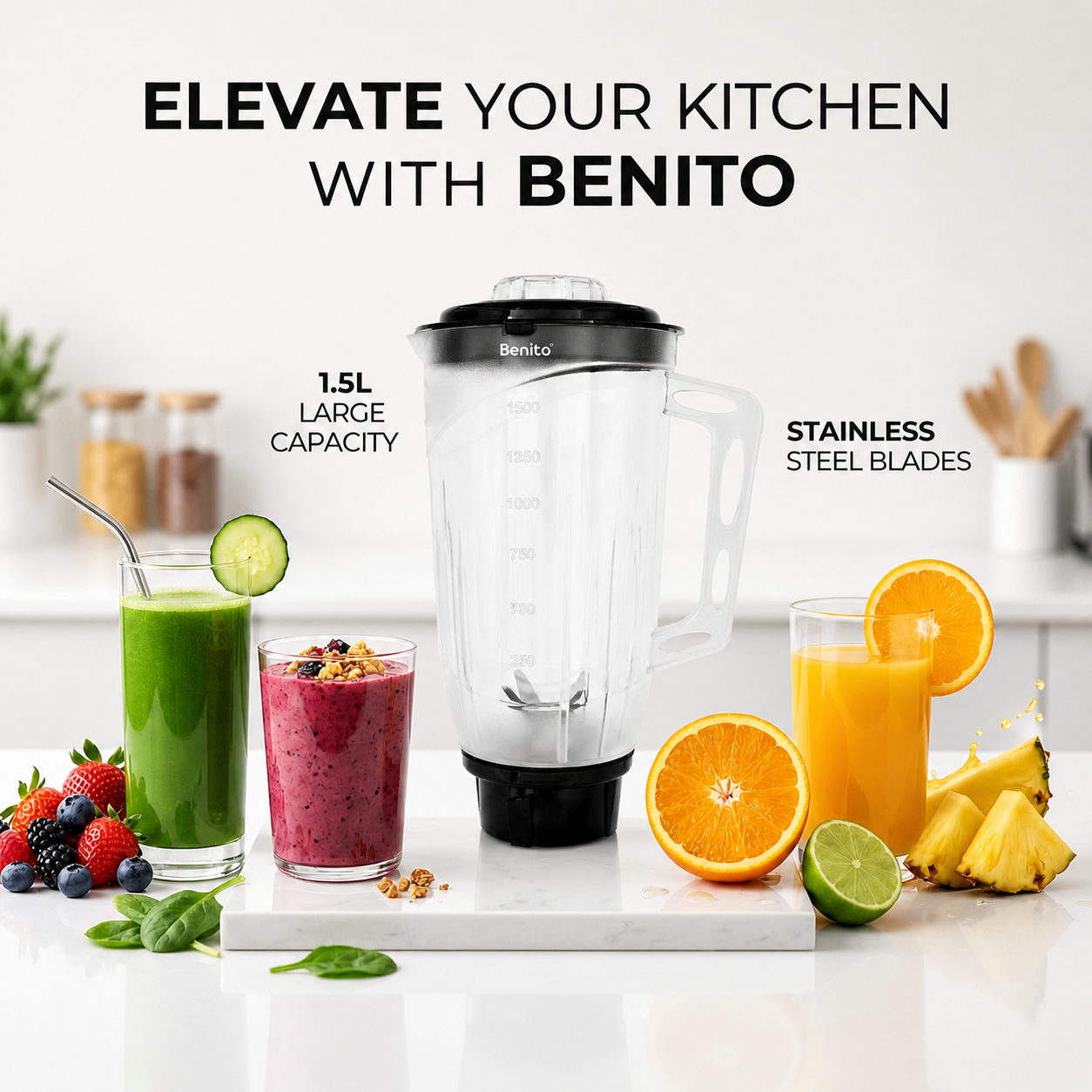 Nova 1.5L Polycarbonate Juicer Jar.