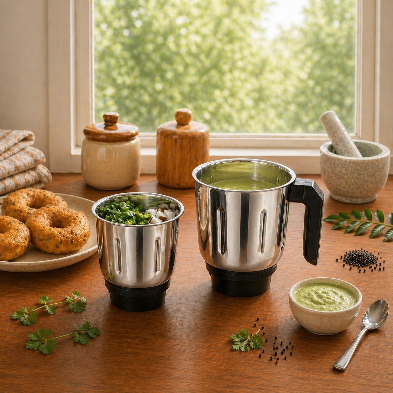 Elite 1200ml - 1500ml Stainless Steel Jar Set.